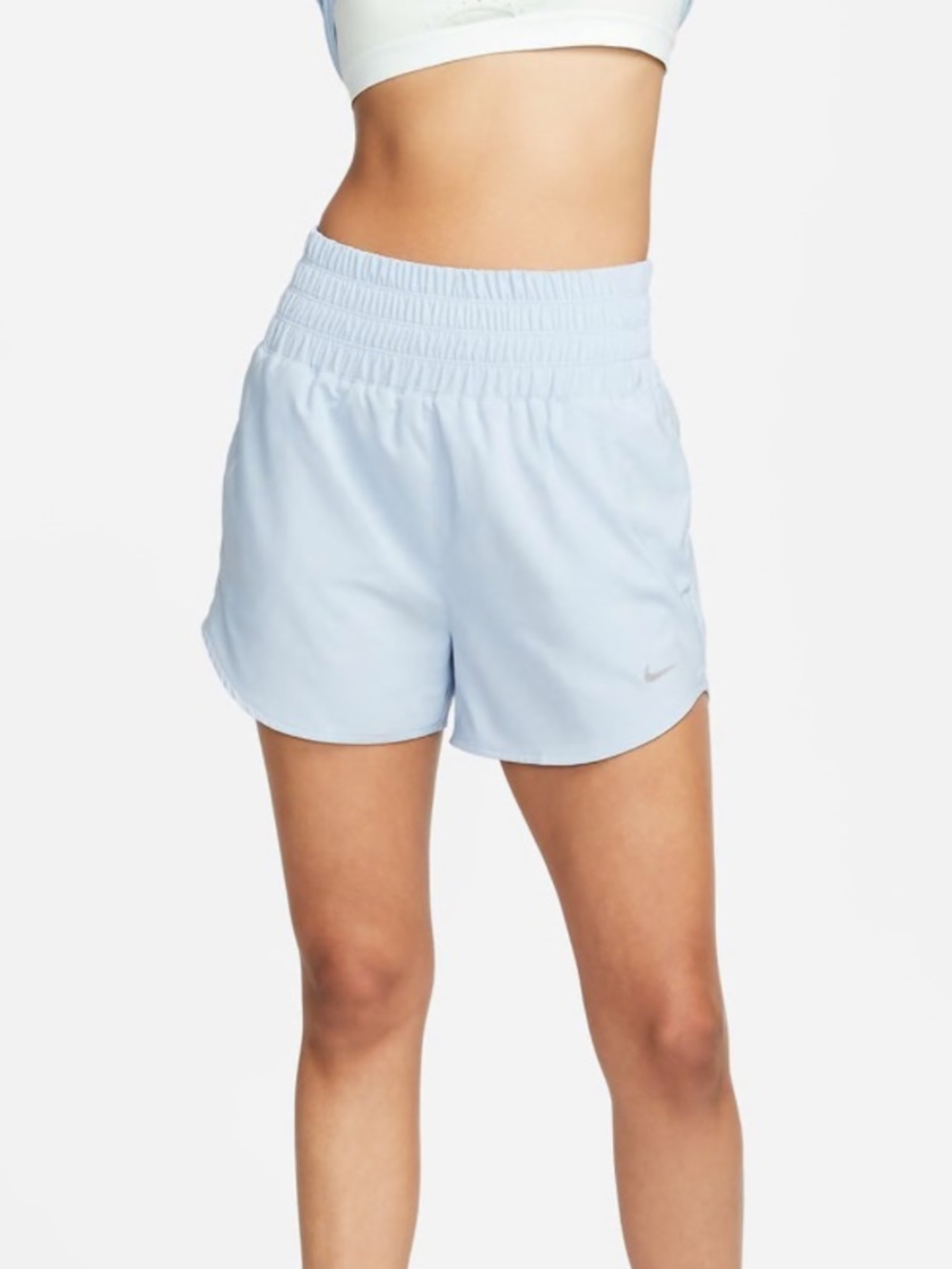 NWT Nike One Training Dri-Fit ultra high rise 3 inch shorts in light blue Sz L